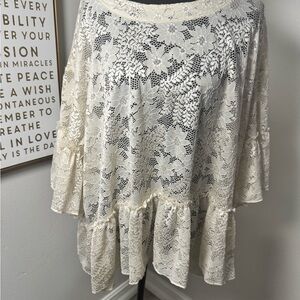 ARULA Cream Crochet Lace Blouse
